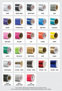 Vinyl Decal Color Chart